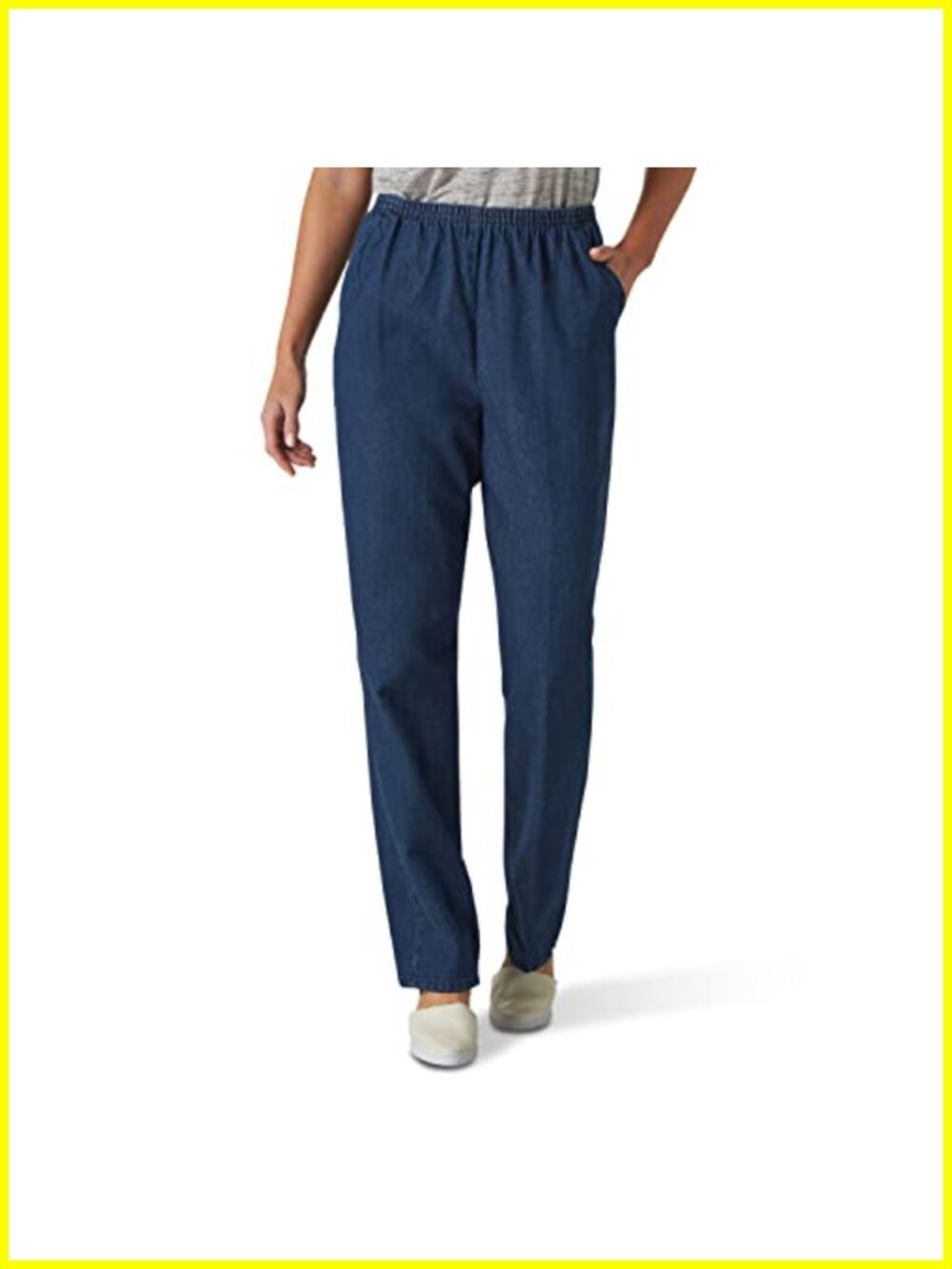 Women's Cotton Pull-On High Rise Elastic Waist Straight Jeans